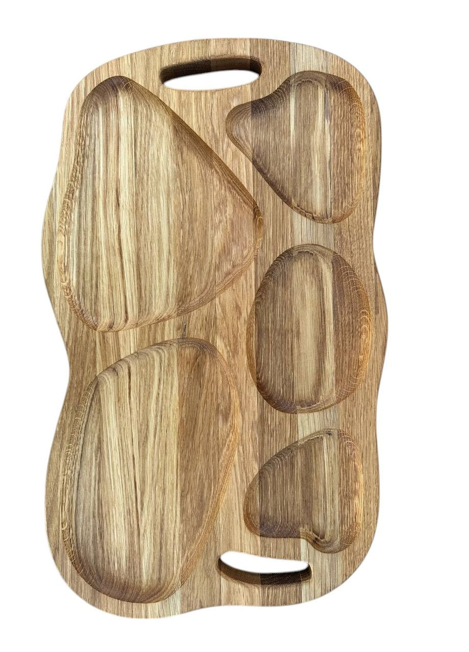 Менажниця дубова дерев'яна на 5 відділень з ручками 50x30 см. No Brand (330774649)