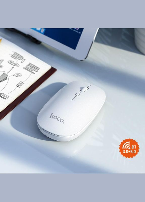 Мышь GM15 Art dualmode business wireless mouse 2 режимная BT5.0 и 2.4G белая Hoco (282676485)