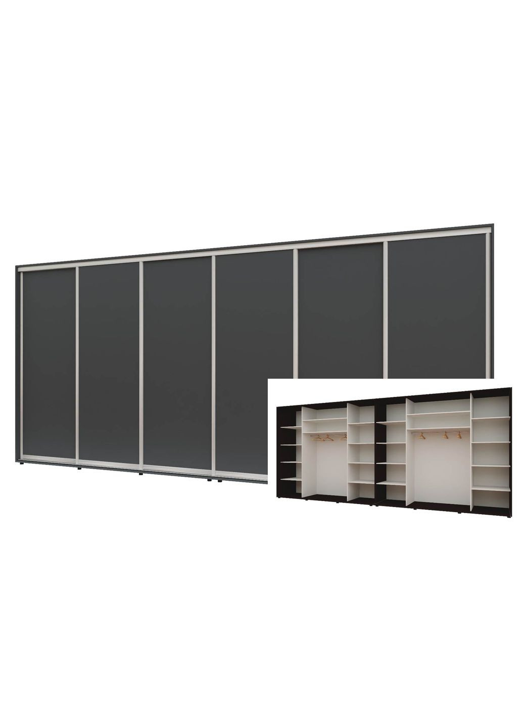 Шафа-купе шестидверна 480*60*210 см Графіт 6 дверей ДСП Максі Комфорт Меблі (360471437)