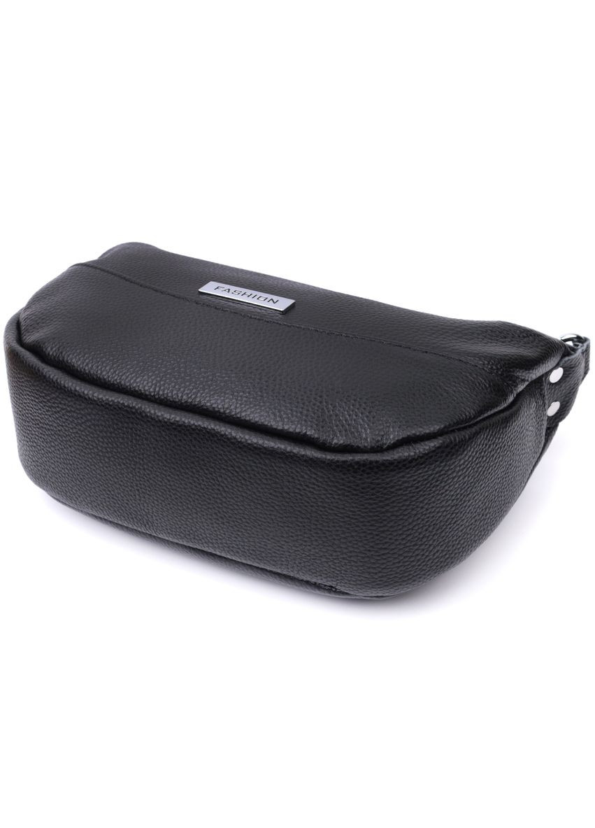 Шкіряна сумка жіноча через плече з незвичайним бігунком брелоком 22615 Чорна Vintage (329195584)