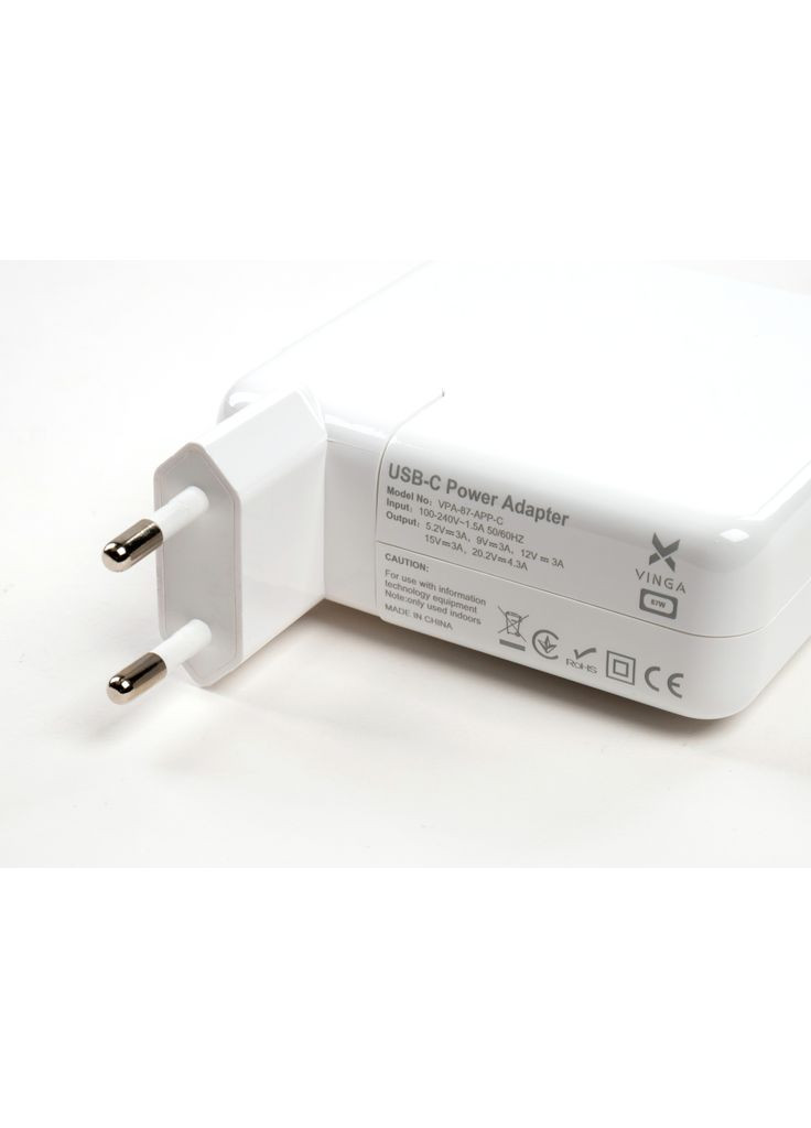 Блок живлення до ноутбуку Apple 87W 5.2V3A/9V3A/12V3A/15V3A/20.2V4.3A USB-C (VPA-87-APP-C) Vinga (372619300)