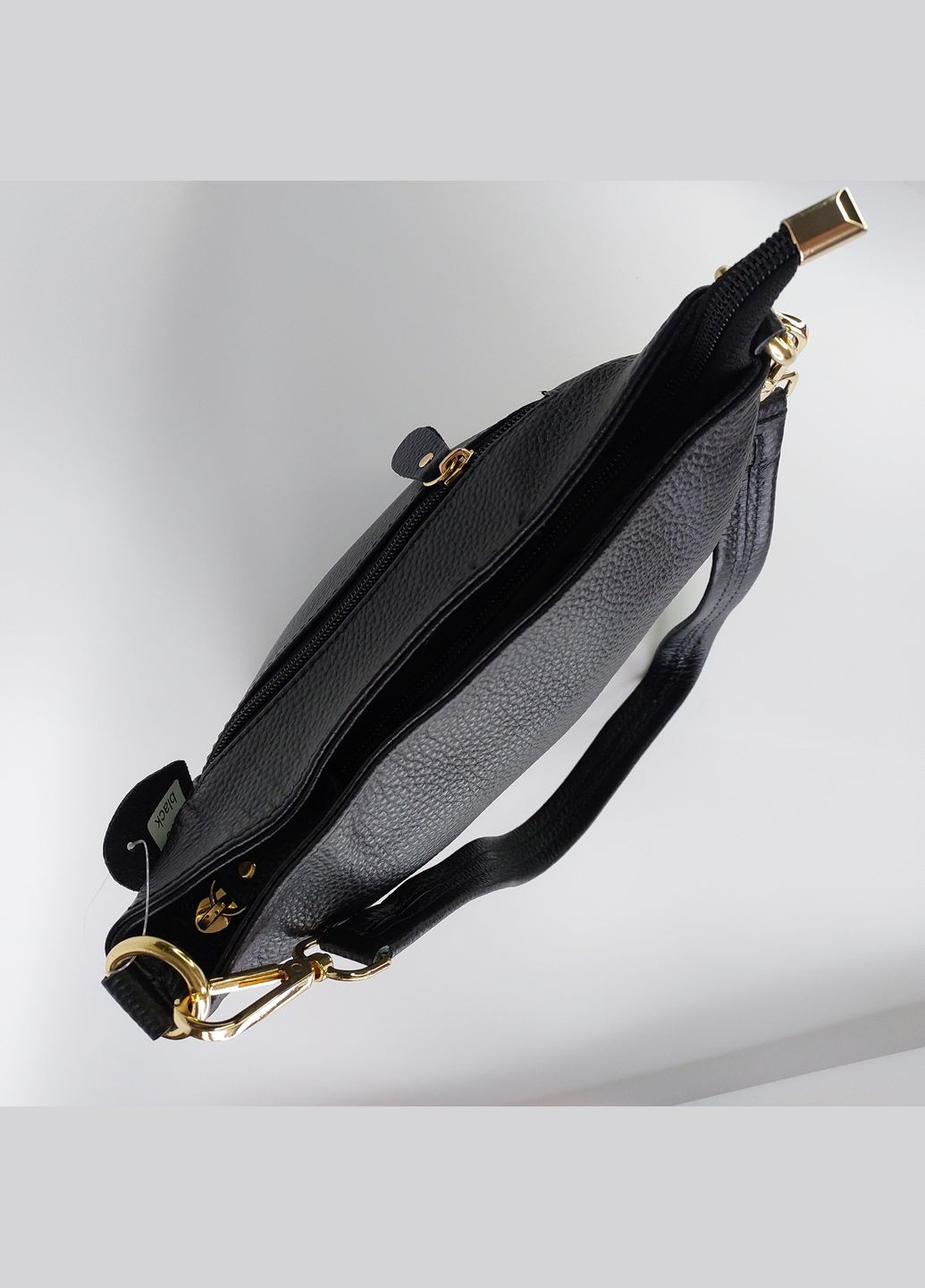 Жіноча сумка з довгим і коротким шкіряним ремінцем з натуральної шкіри чорна No Brand (336214397)