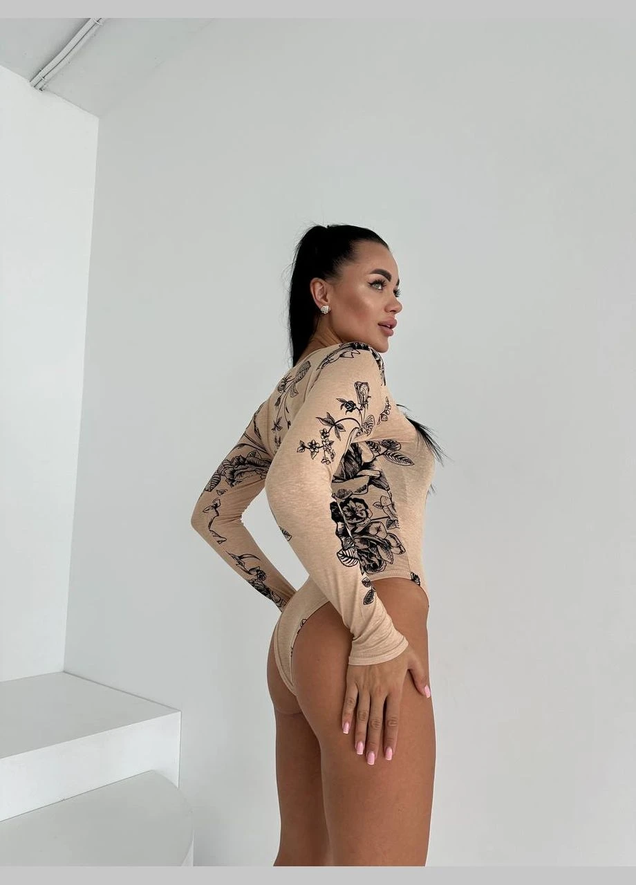 Женский боди с принтом тату No Brand (302970875)