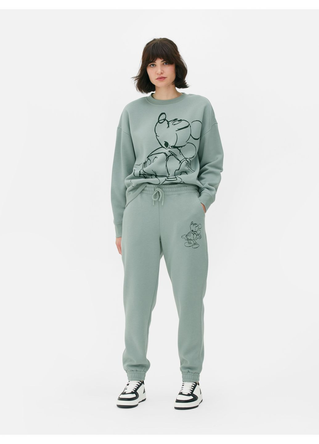 Штаны флис,серый-зеленый с принтом, Primark (369624504)