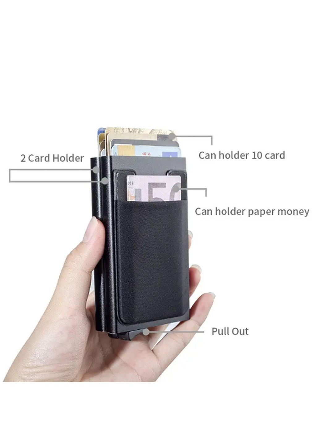 Алюминиевый картхолдер мужской для карточек, черный мужской кошелек для карточек web No Brand (289870015)