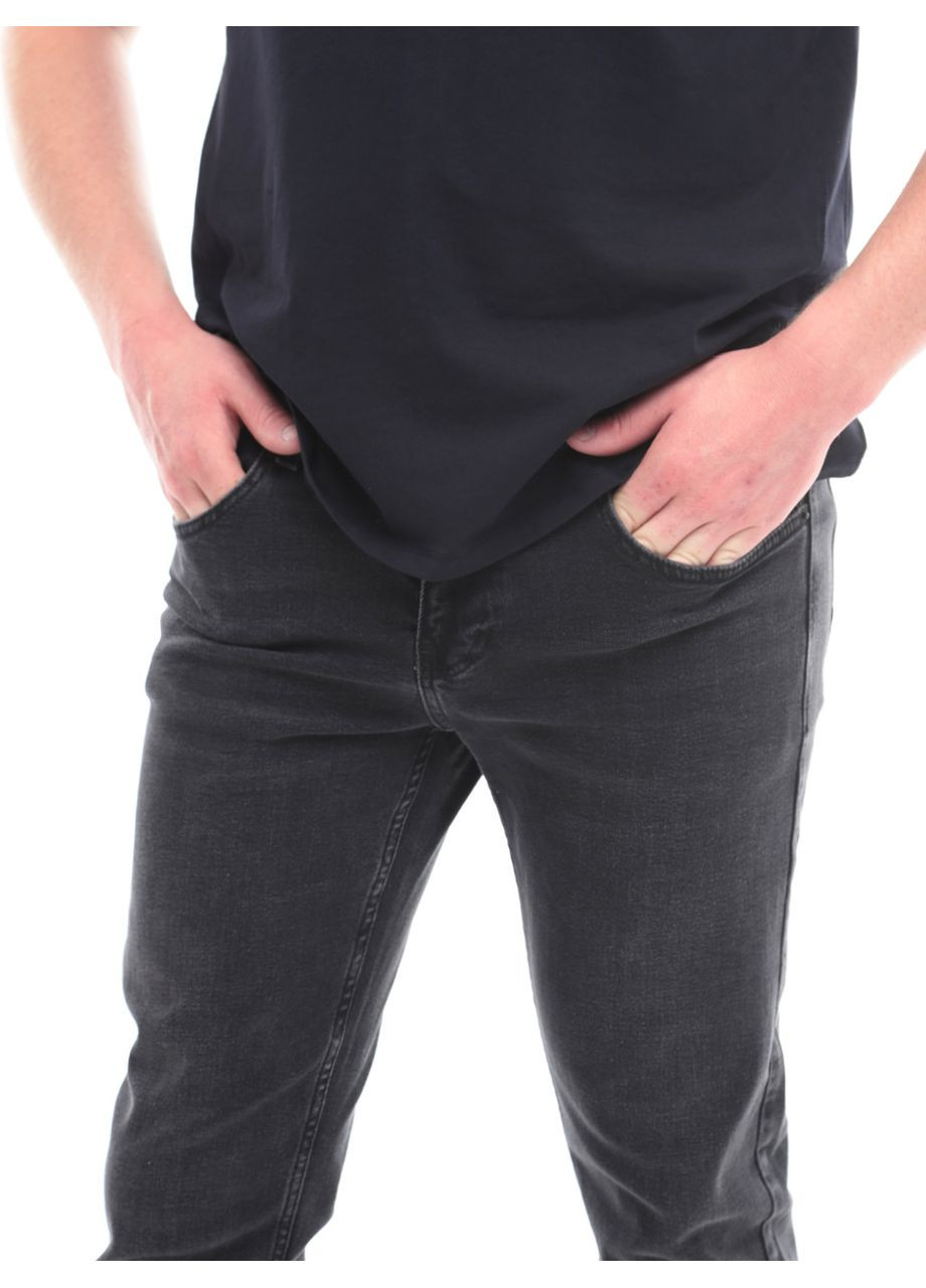 Темно-серые демисезонные слим джинсы мужские серые слим с потёртостями Slim FRANCO BENUSSI