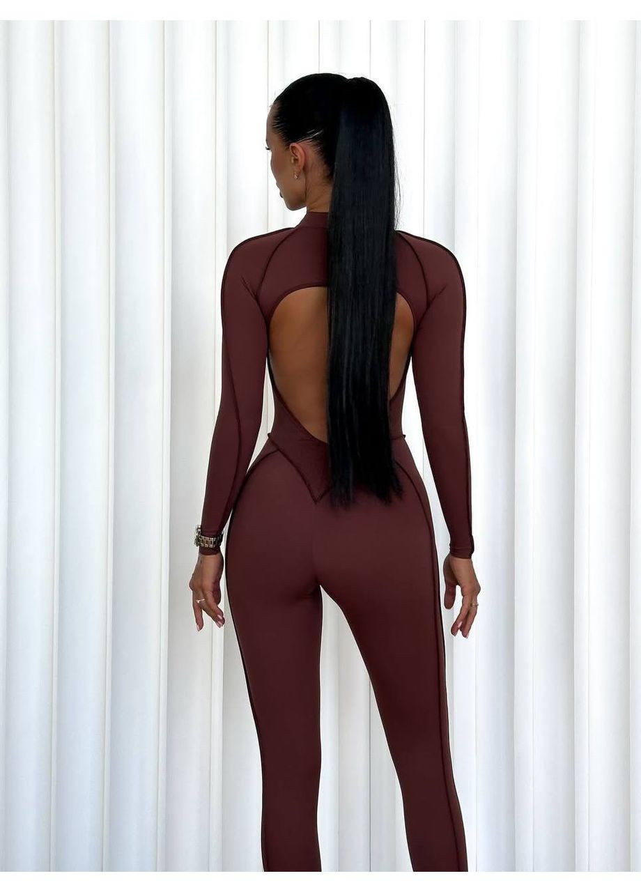 Комбинезон с фактурными швами и открытой спинкой Osoblyva комбинезон-брюки коричневый