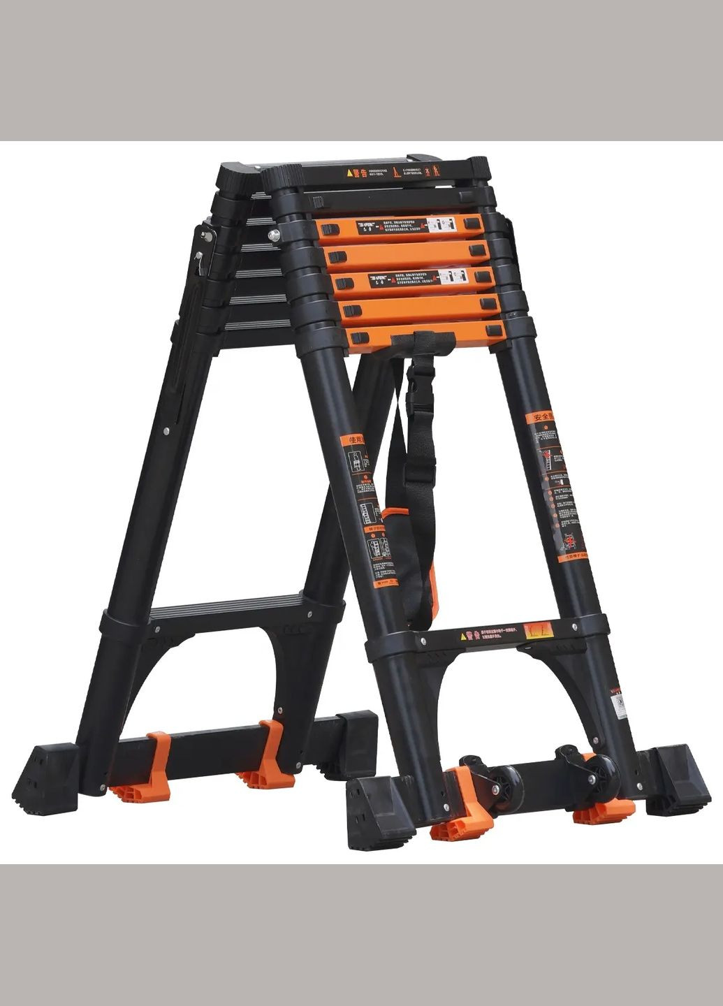 Драбина телескопічна подвійна BAFEN 14 сходинок 5,5+5,5 м Професійна MIDOLI (322843301)