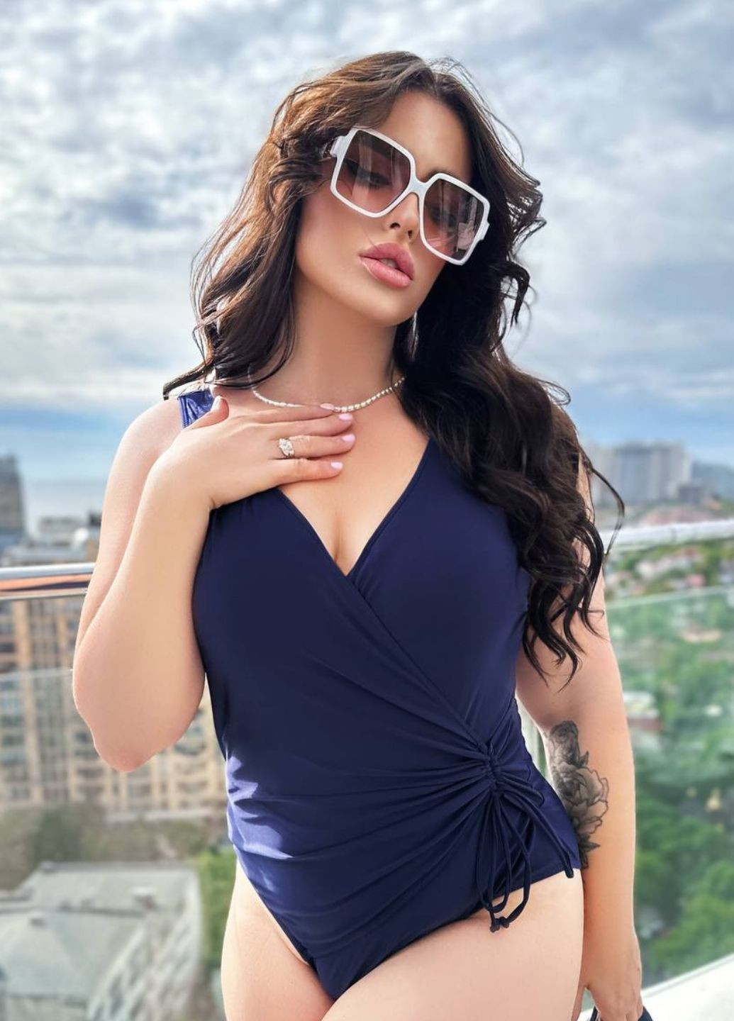 Синий демисезонный купальник женский слитный No Brand