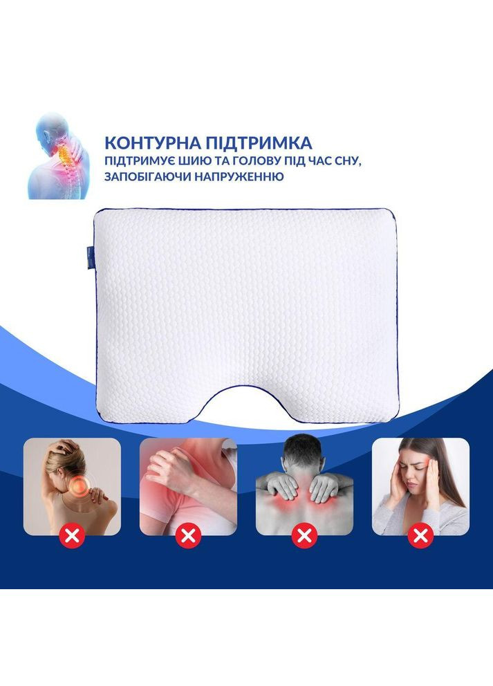Подушка ортопедическая MEMORY FOAM контурная 58×42×13 см с эффектом памяти (8-35534) IDEIA (391255283)