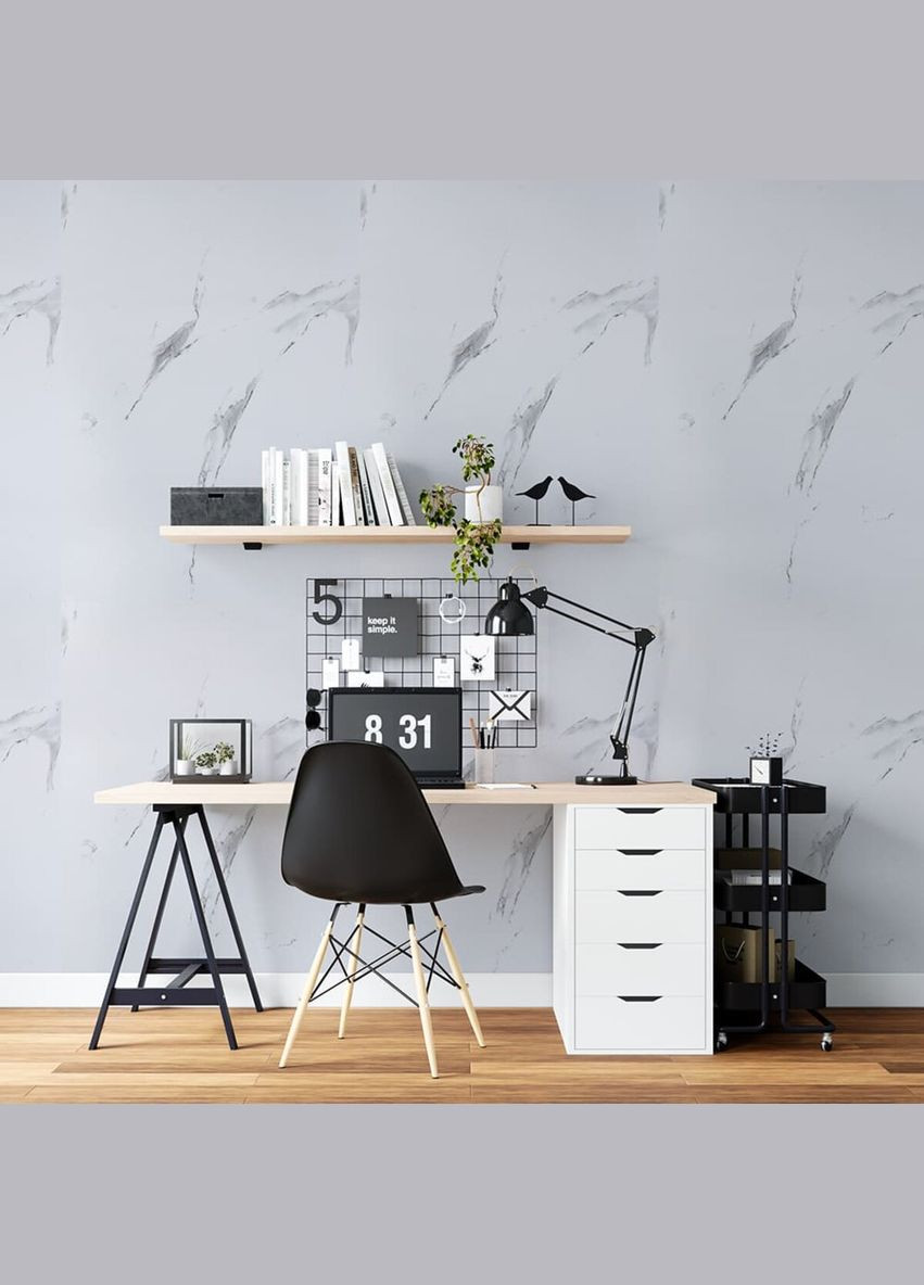 Самоклеюча вінілова плитка в рулоні білий повітряний мармур 3000х600х2мм Глянсова SW-00001287 No Brand (316051145)