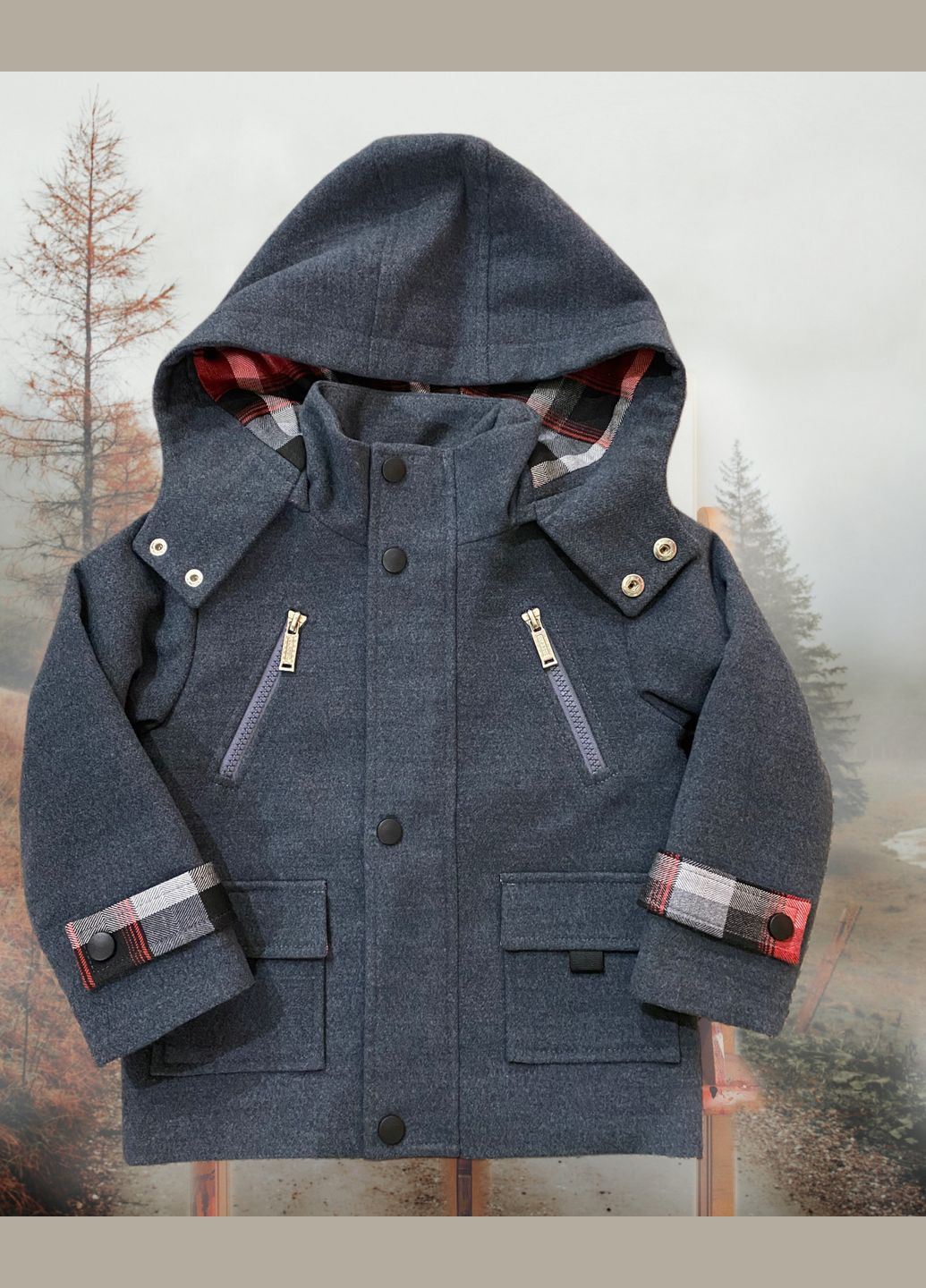 Сіра демісезонна куртка демісезонна кашемірова сіра на хлопчика Baby Angel