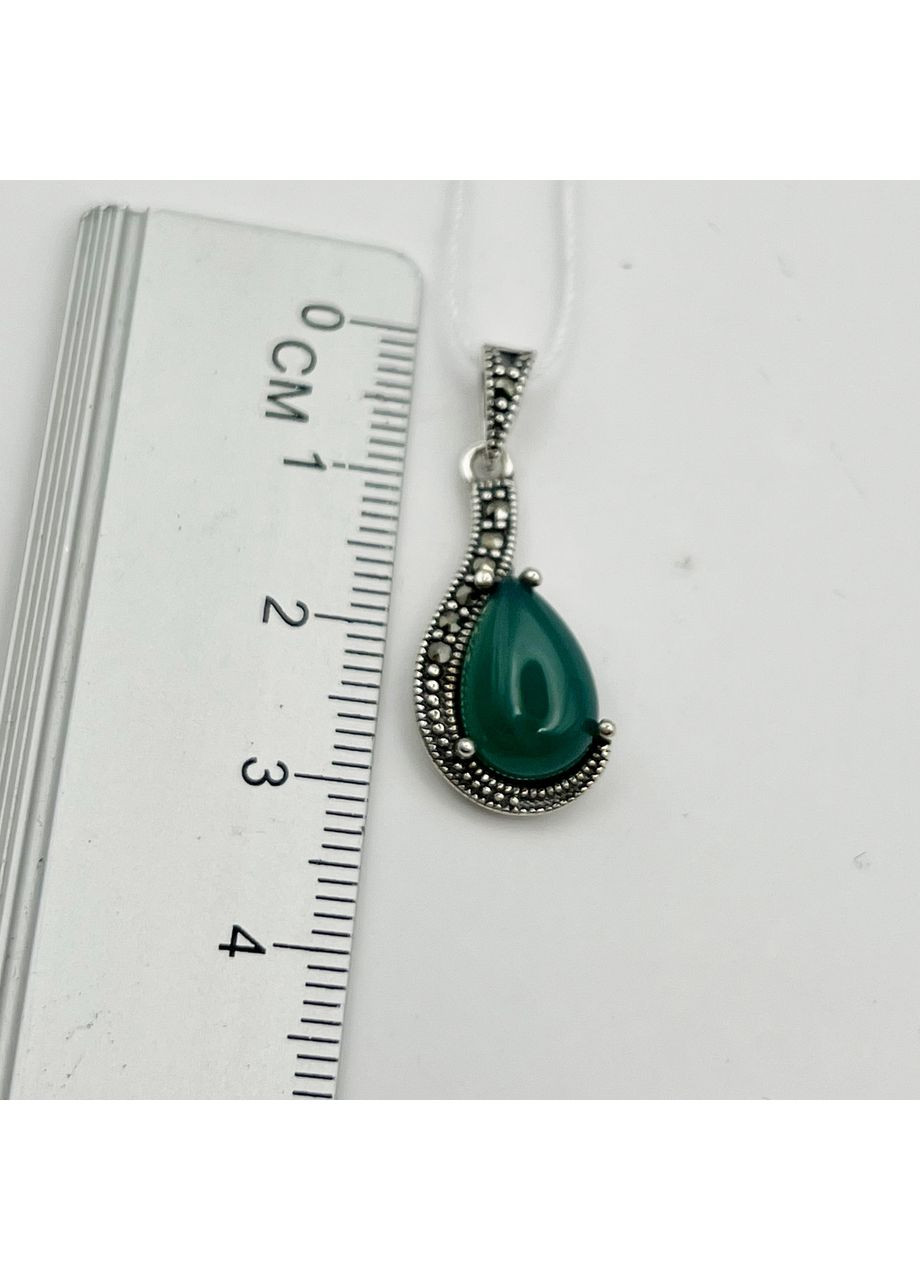 Кулон серебряный с хризопразом и марказитом 2,65 г No Brand (369737456)