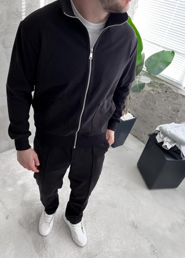 Чорний демісезонний костюм чоловічий кофта штани класика No Brand