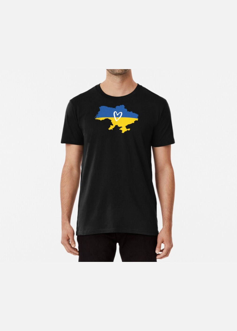 Черная мужская патриотическая футболка с принтом карта украины с сердечком Stedman