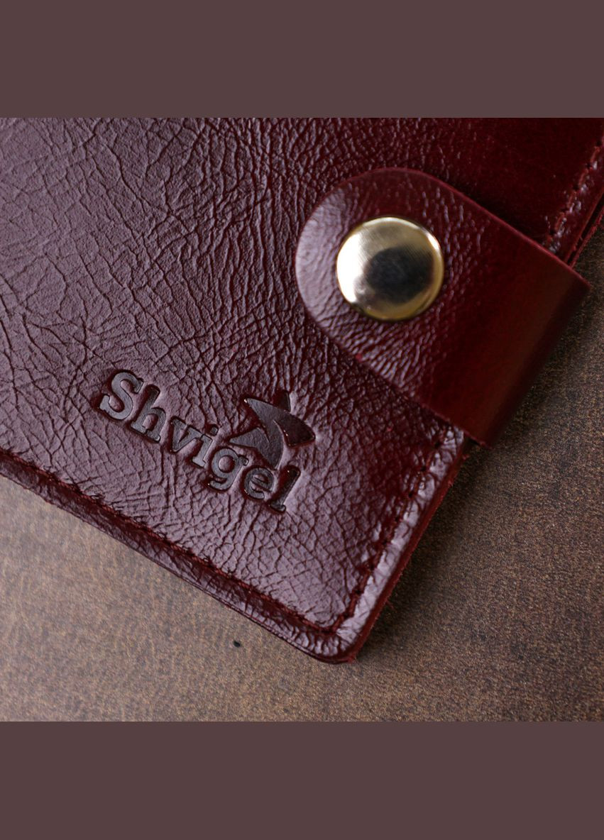 Женское глянцевое кожаное портмоне 16463 Вышневый Shvigel (298570579)