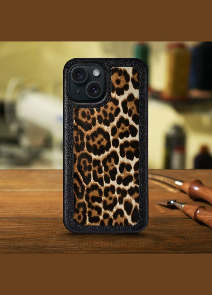 Шкіряна накладка ExBacker для Apple iPhone 15 Plus Леопард пони (76176) Stenk (291455107)