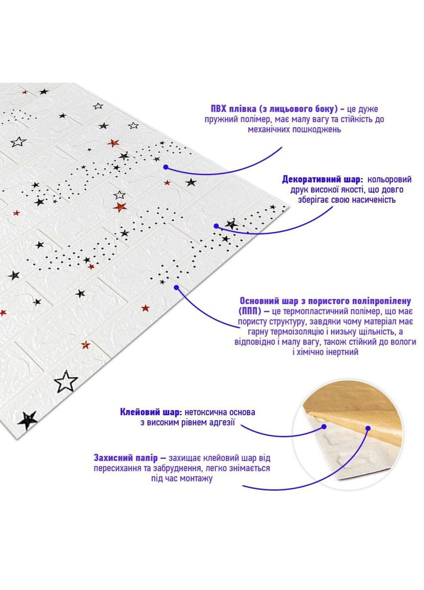 Панель стінова в рулоні 3D 700х19600х3мм Зірки SW-00001920 Sticker Wall (360534449)