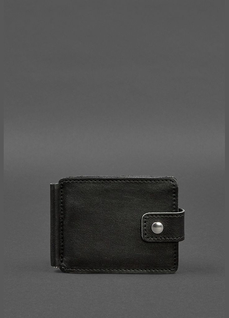 Шкіряне портмоне 13.1 затискач з хлястиком чорний краст (A-028203) BlankNote (328444832)