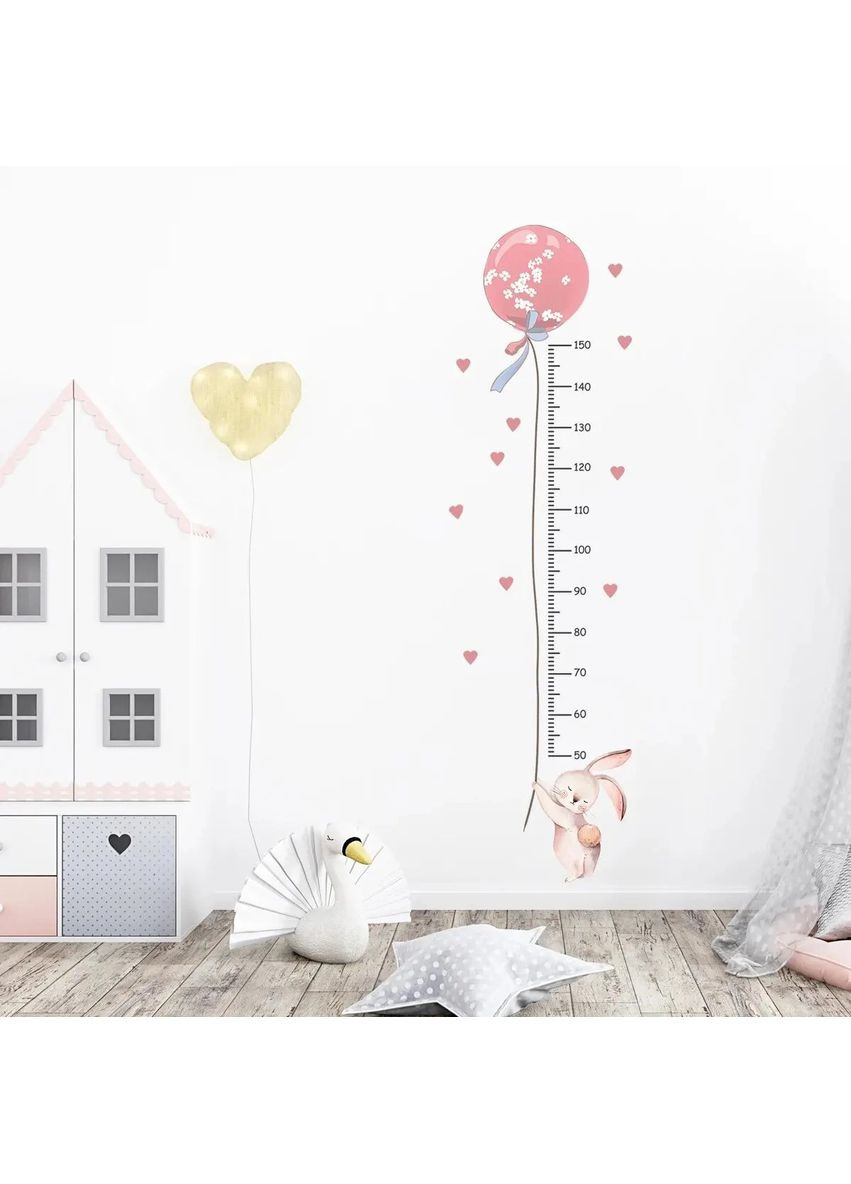 Наклейки на стіну для дитячої кімнати Зрістомір Кролик і повітряна кулька No Brand (365721817)