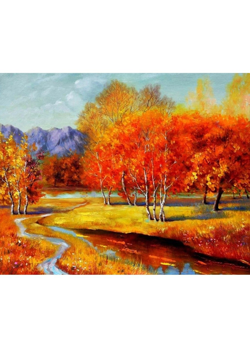 Набір Алмазна мозаїка вишивка Золота осінь Осінь у горах на підрамнику повна 40х50 см No Brand (332208615)