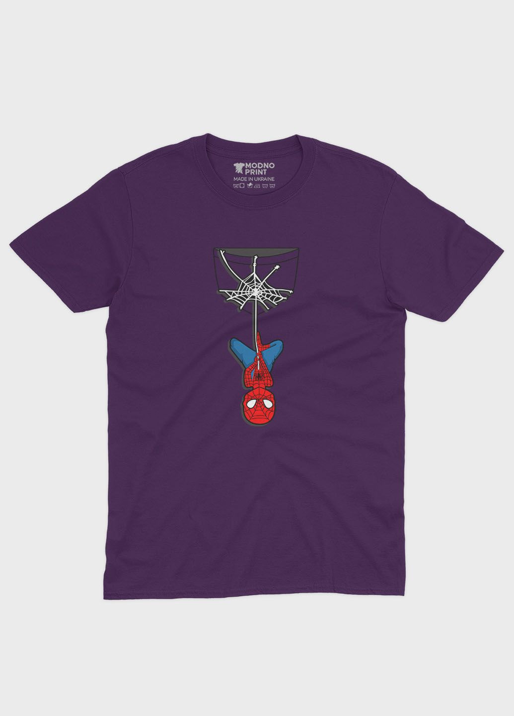 Фиолетовая демисезонная футболка для девочки с принтом супергероя - человек-паук (ts001-1-dby-006-014-039-g) Modno