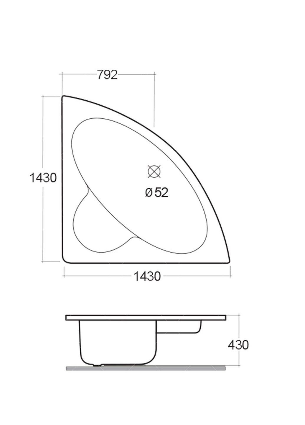 Угловая акриловая ванна RAK Ceramics Relax (1430 x 1430 x 430 мм) Розовая No Brand (331640441)