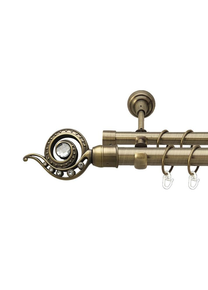 Карниз Око Дракона металевий дворядний відкритий гладка труба Антик 25\19 мм 200 см (00-00017550) ORVIT (300279019)