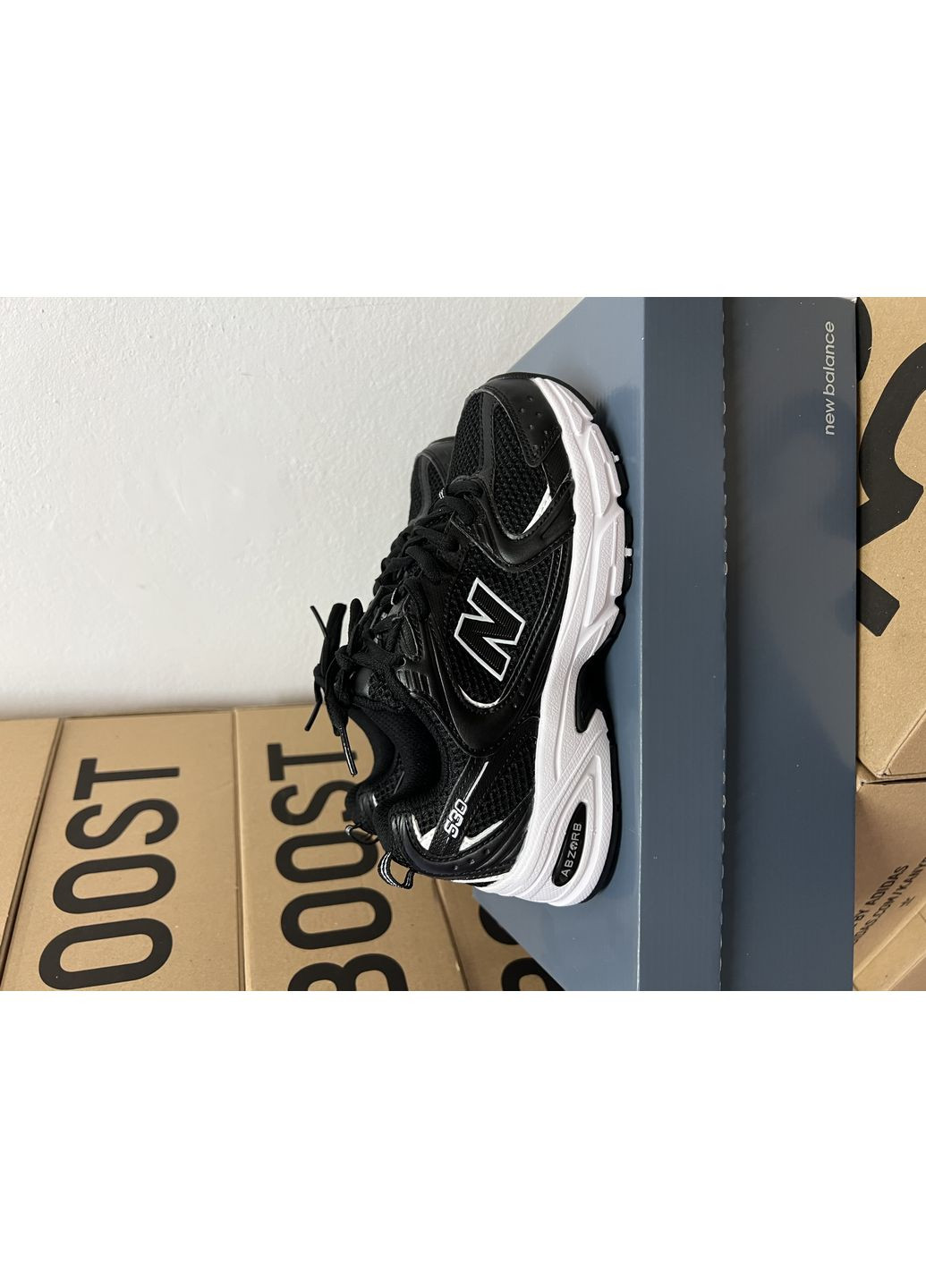 Чорні Осінні кросівки чоловічі new balance 530 black white нью беланс 530 No Brand