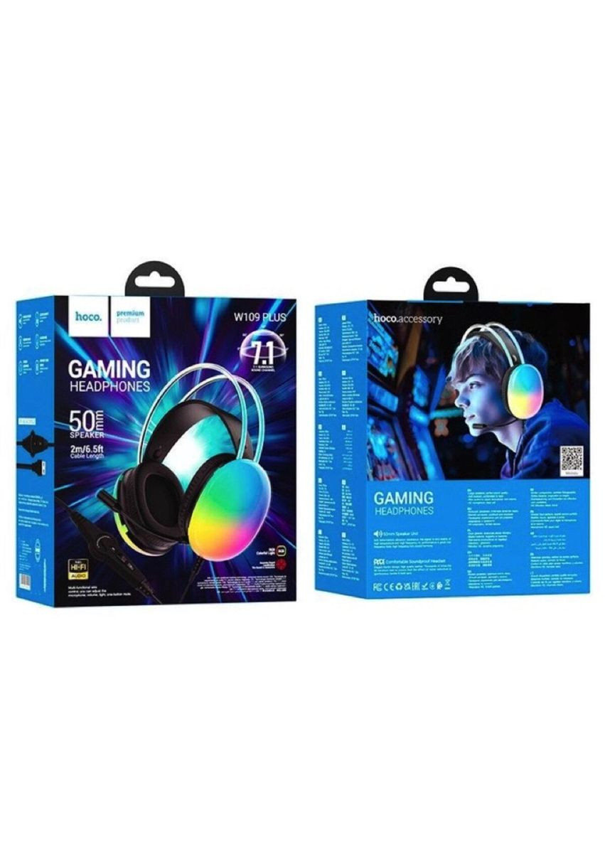 Наушники W109 Plus Rich USB7.1 channel gaming headphones Black Hoco (353497690)