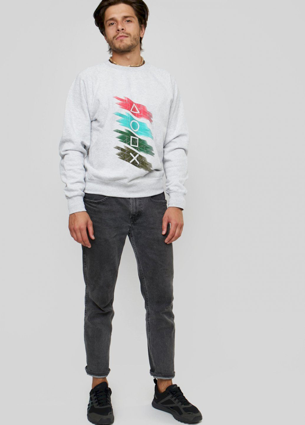 Серый свитшот мужской серый "game control" YAPPI рисунок (303772782)