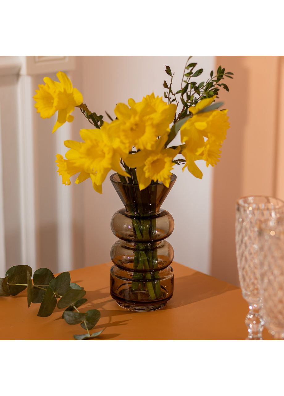 Ваза для квітів скло 18 см прозора декоративна ваза для дому та офісу для квіткових композицій ProDobro (364189890)