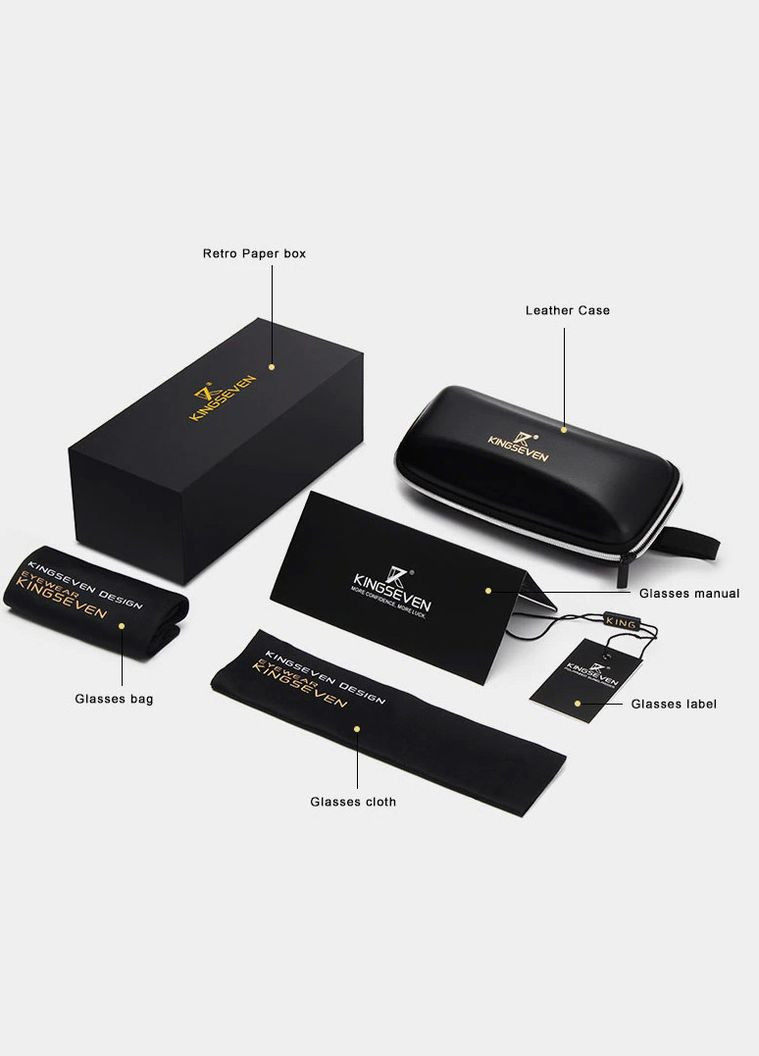 Мужские поляризационные солнцезащитные очки N7128 Silver Gray KINGSEVEN (303110883)