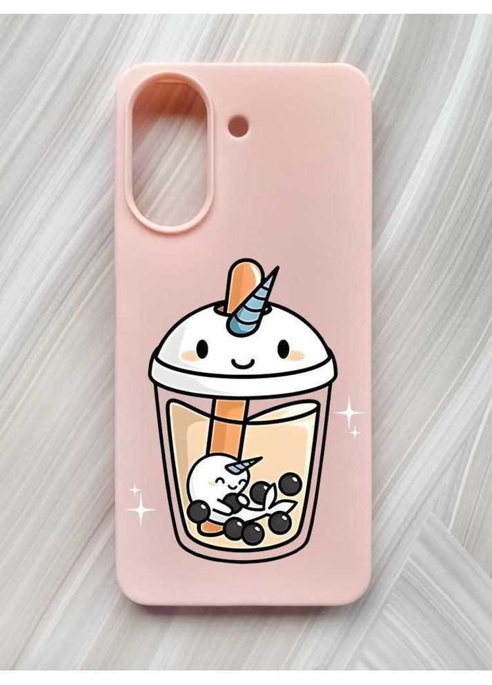Матовый розовый чехол на Xiaomi Redmi 13C / Poco C65 Коктейль Единорог (принт 96) Creative (355390601)