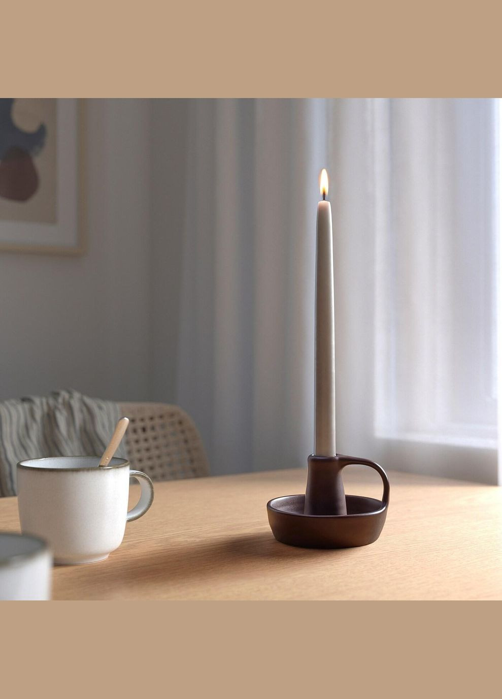 Свічка без запаху ІКЕА KLOKHET 25 см Темносіро-бежевий (50551607) IKEA (277157972)