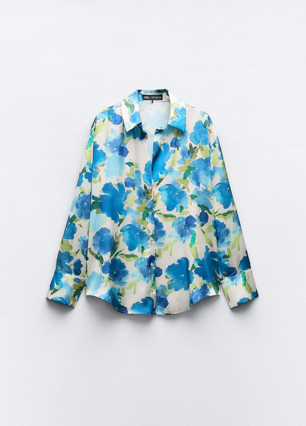 Голубой праздничный рубашка с цветами Zara