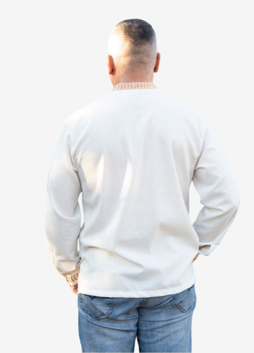 Молочная вышиванка мужская колоски Україна лен (322301862)