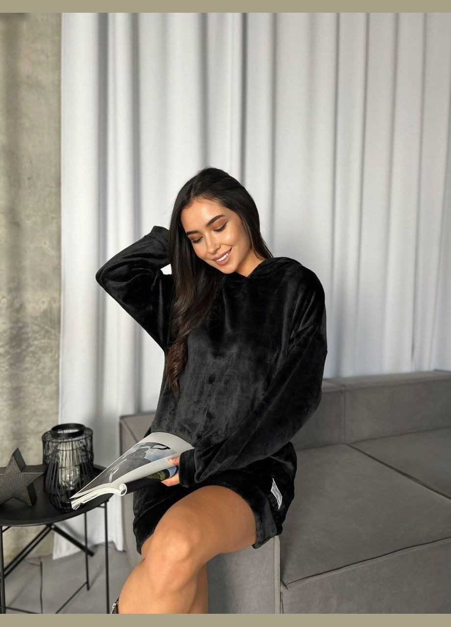 Чорна махрова сукня-туніка Fashion