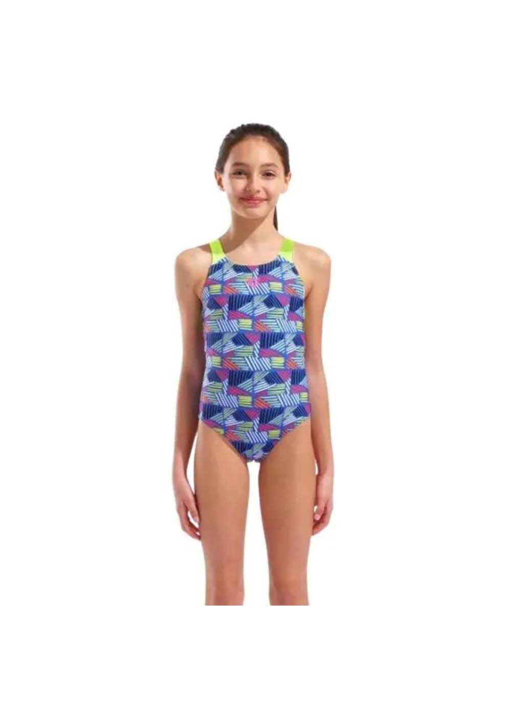 Синій демісезонний купальник закритий для дівчат candies swimsuit swim pro back синій Arena