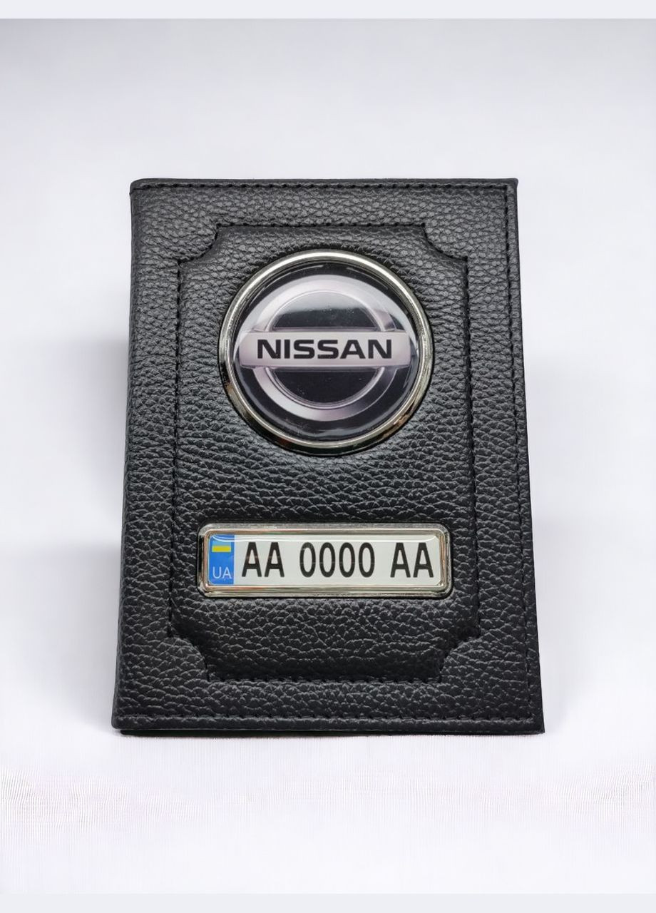 Обложка для автодокументов Nissan с золотой рамкой, Обложка с номером для владельца Ниссан No Brand (346496840)