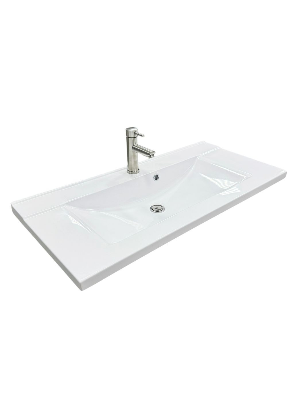 Набір для ванної кімнати, раковина, умивальник QUANTO 100, штучний камінь, прямокут., з сифоном Click-Clack + змішувач Adamant (365748585)