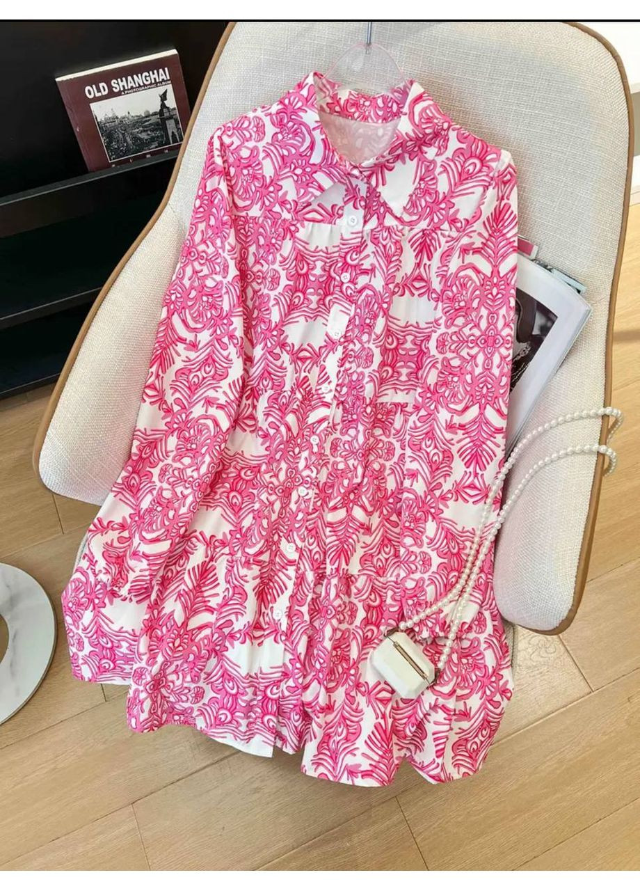 Рожева кежуал жіноча сукня довжини міні з принтом MonCher