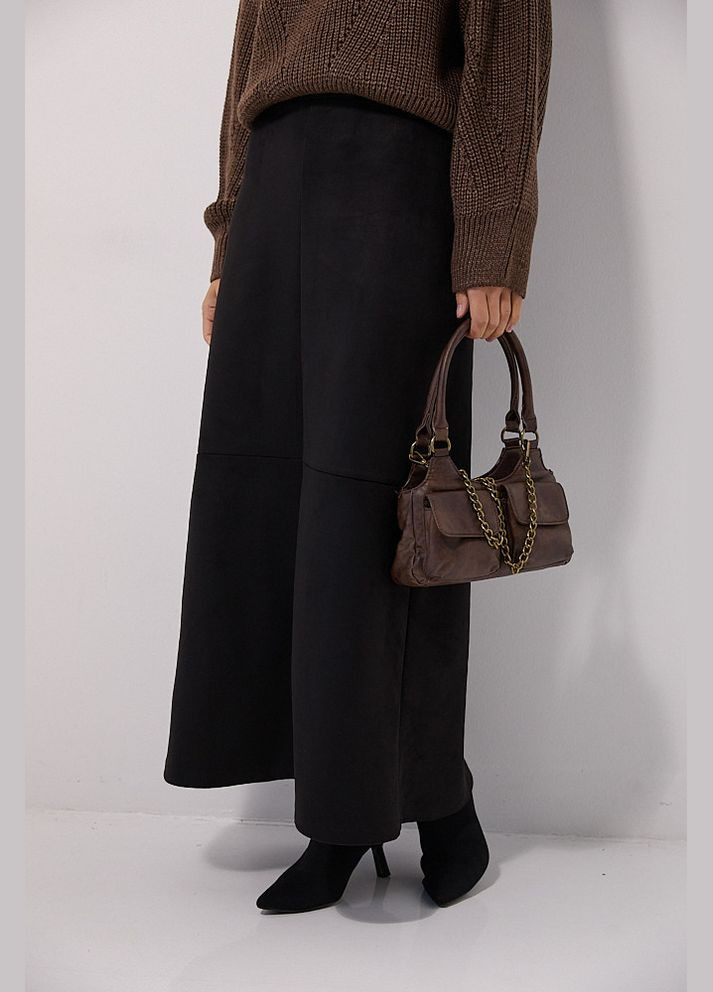 Черная длинная замшевая юбка бежевого цвета Arjen