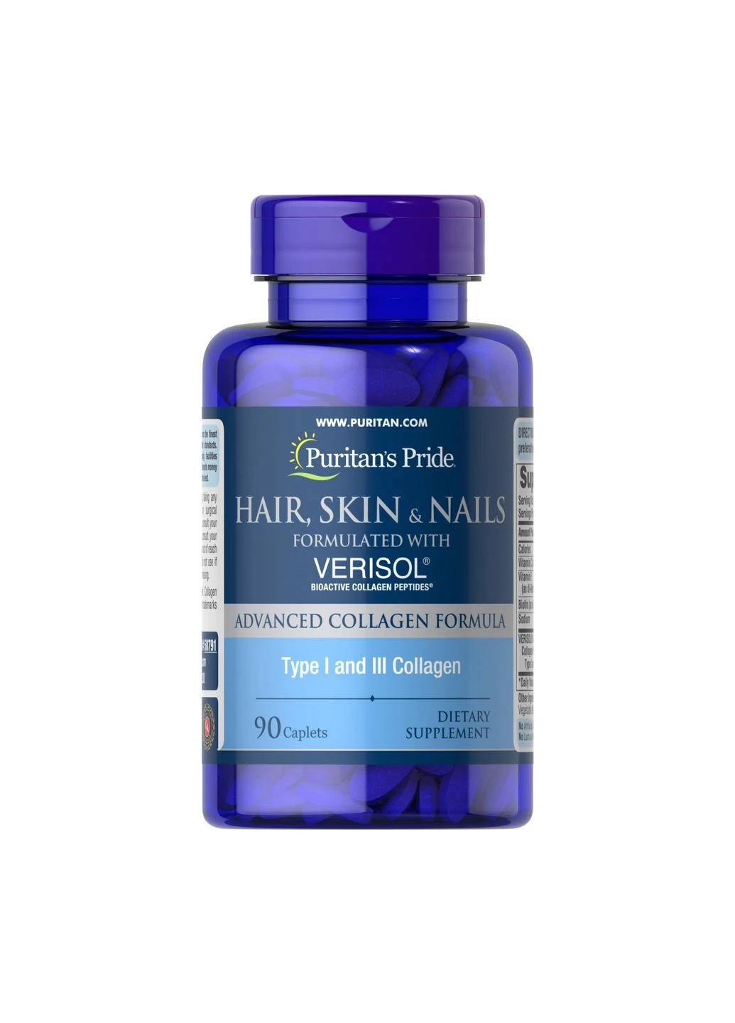 Hair, Skin and Nails formulated with VERISOL® - 90 caps (До 10.26) Puritans Pride (401284168)