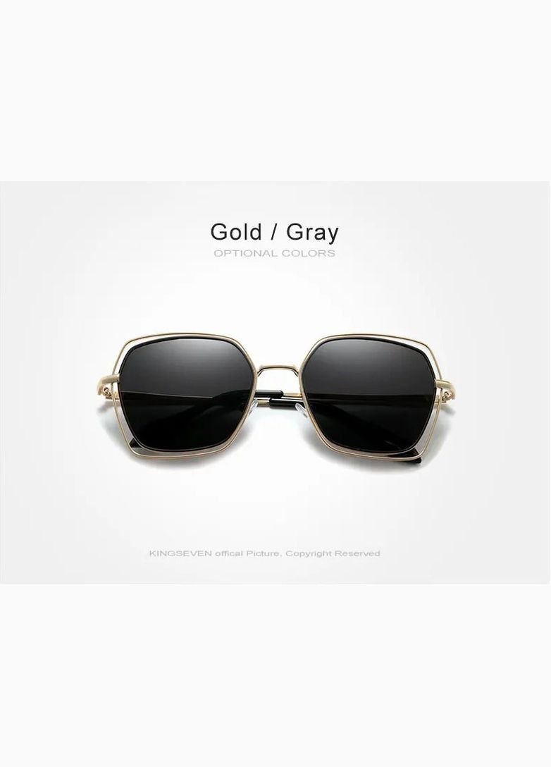 Женские поляризационные солнцезащитные очки N7020 Gold Gray KINGSEVEN (333823569)
