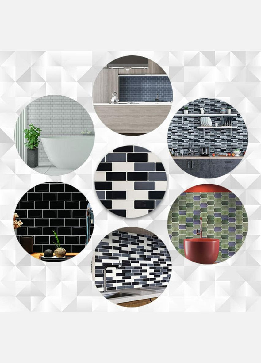 Самоклеюча поліуретанова плитка чорна сіра молочна цегла 305х305х1мм (D) SW-00001329 Sticker Wall (329896147)