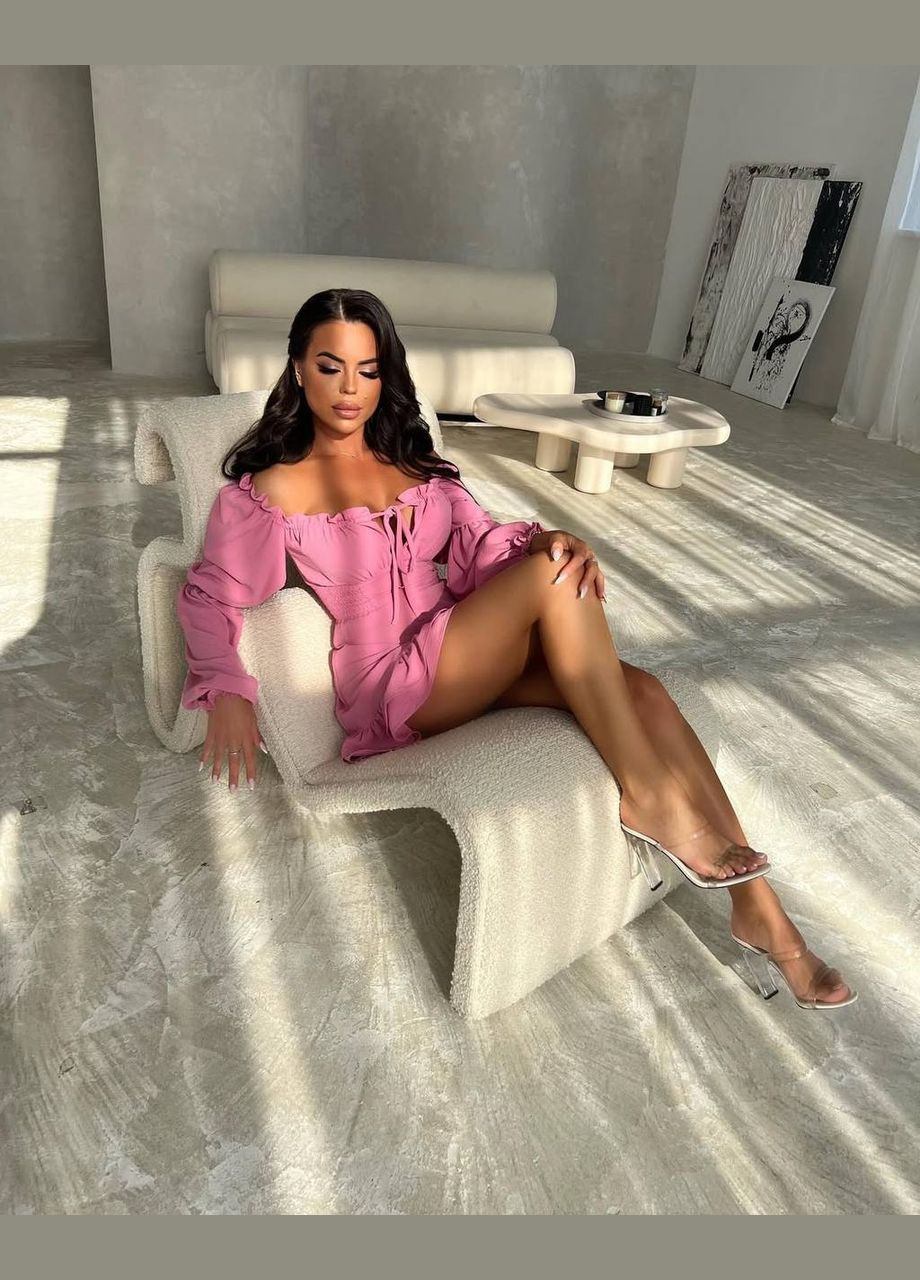 Рожева повсякденний, кежуал сукня No Brand однотонна