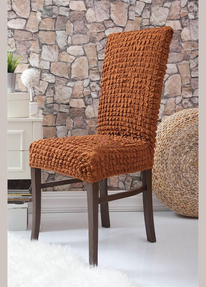 Чехлы натяжные на стулья без оборки (набор 6-шт) 10-209 Темно-коричневый Venera (268998123)