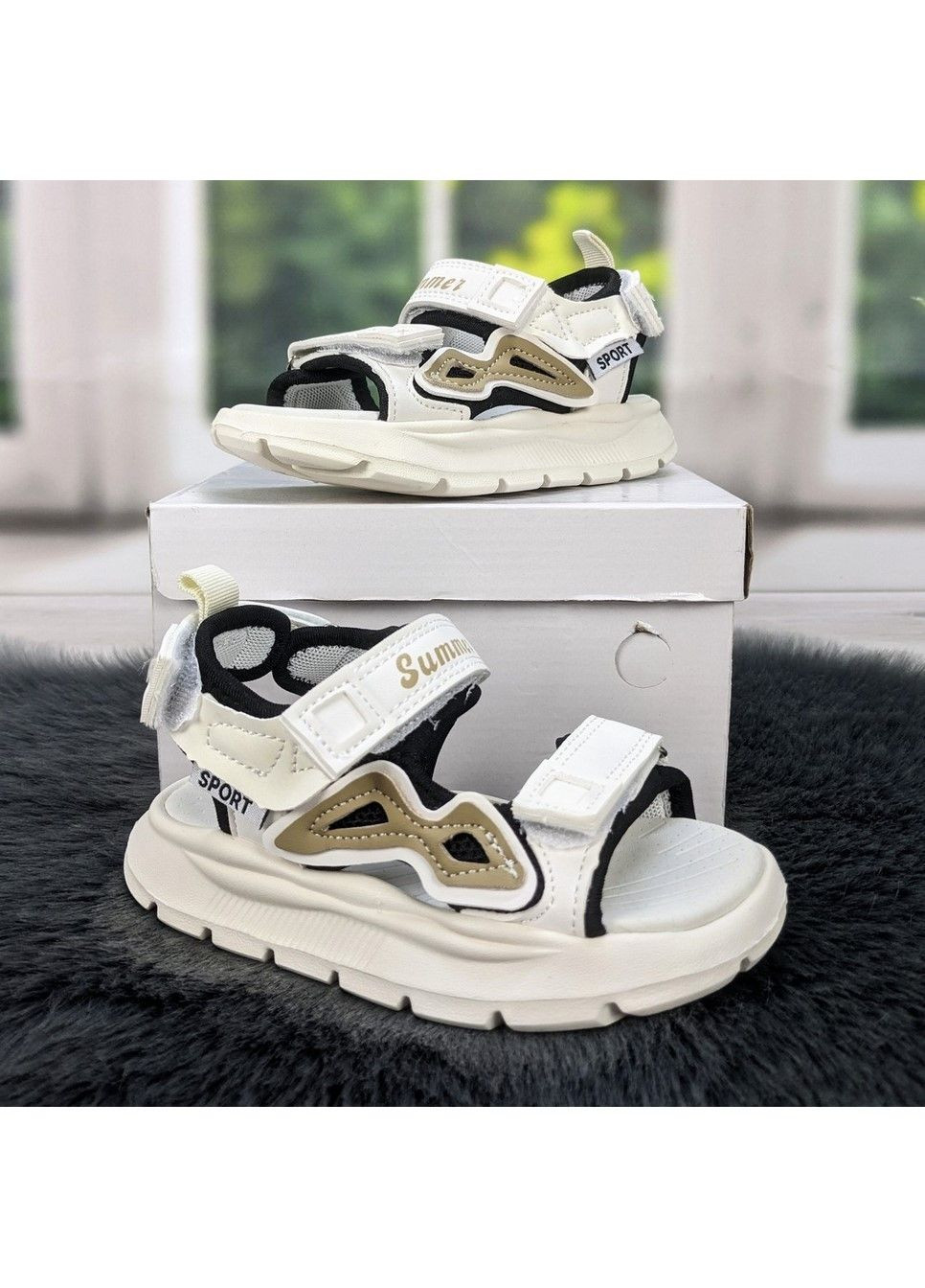 Черно-белые босоножки детские для девочки Jong Golf