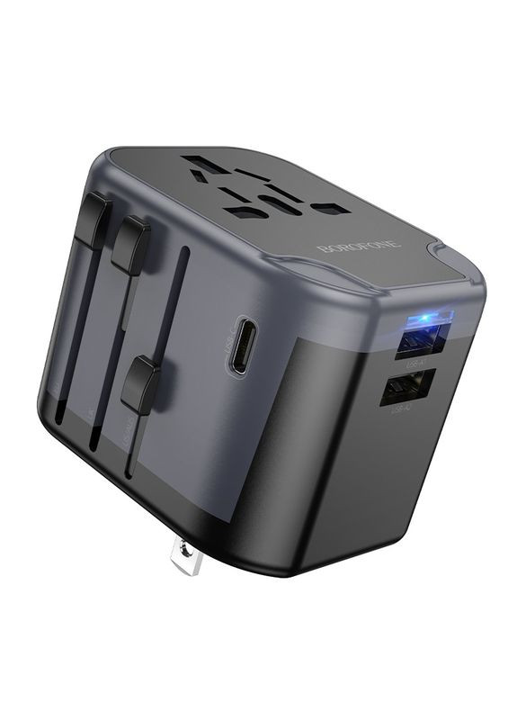 Мережевий зарядний пристрій 3-port(1C2A) universal conversion charger Black (6941991117152) Borofone BAC12 Leader (357474272)